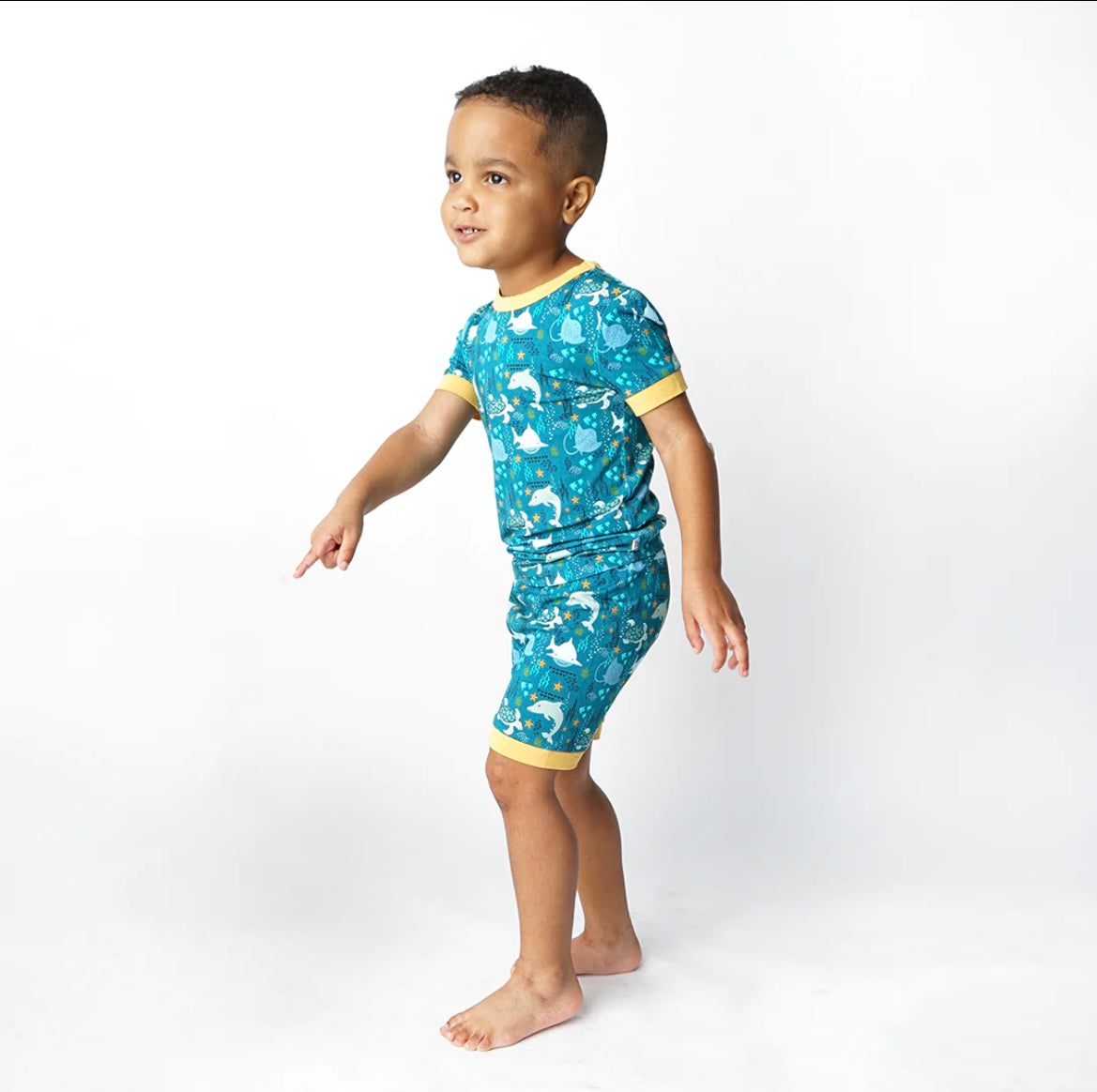 Ocean Friends Viscose Bamboo Short Sleeve Kids Pajama Shorts Set