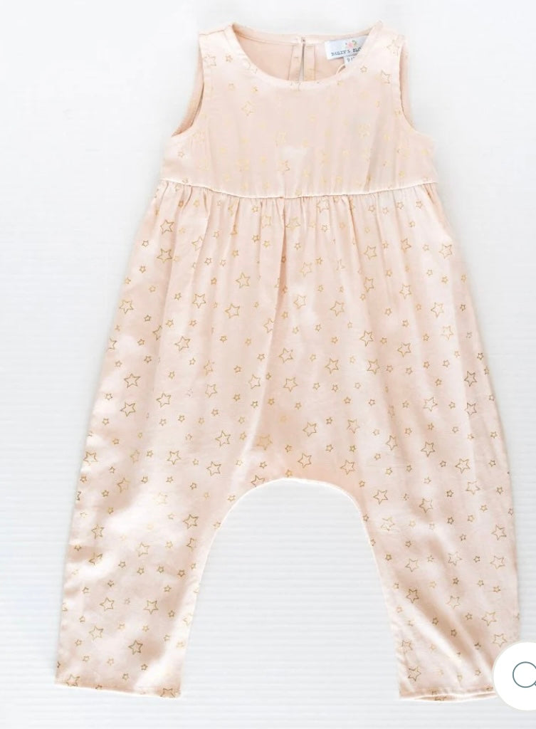 CORA BUBBLE JUMPSUIT - PEACH STARS