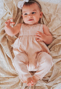 CORA BUBBLE JUMPSUIT - PEACH STARS