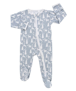 White Christmas Footie Bamboo Pajamas