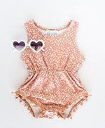 Load image into Gallery viewer, DILLON POM POM ROMPER - SAND AND SPOTS
