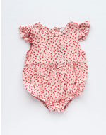 Load image into Gallery viewer, KLEIN RUFFLE SLEEVE BUBBLE ROMPER - PINK CHERRY BOMB
