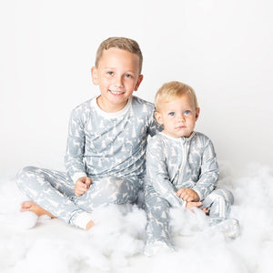 White Christmas Footie Bamboo Pajamas